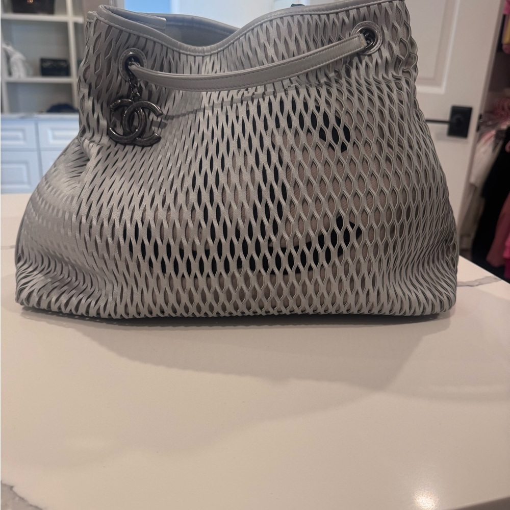 CHANEL Silver Mesh Shoulder Bag